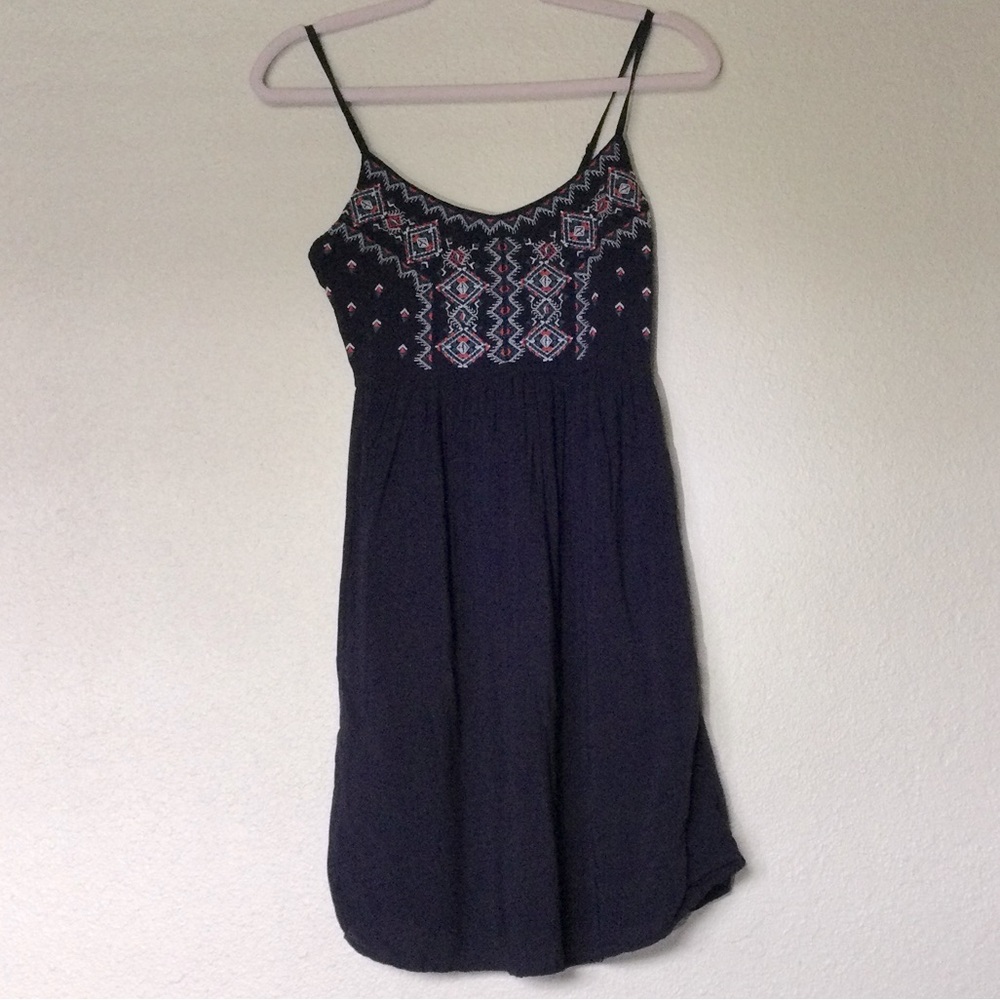 MAURICES Navy Blue Embroidered Aztec Beach Summer Dress